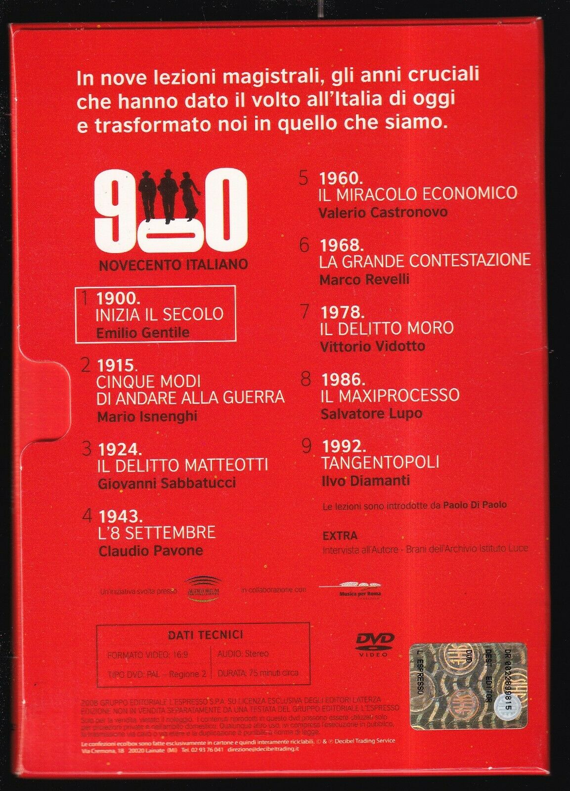 EBOND 1900 Inizia Il Secolo Novecento Italiano Lezioni Di Storia DVD DB745950 - Image 2