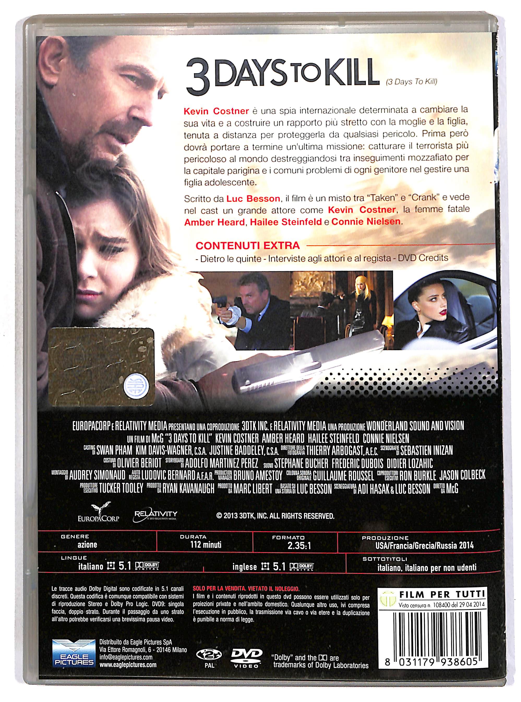 EBOND 3 Days to Kill NOLEGGIO DVD DB734622 - Image 2