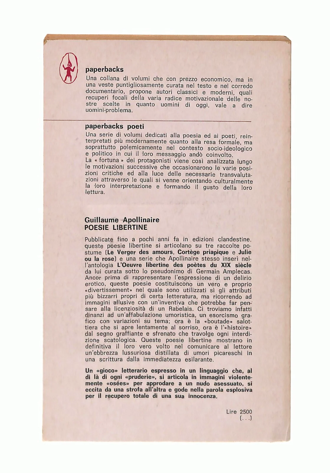 EBOND Apollinaire Poesie Libertine Newton 1980 Francese a Fronte Libro LI047090 - Image 2