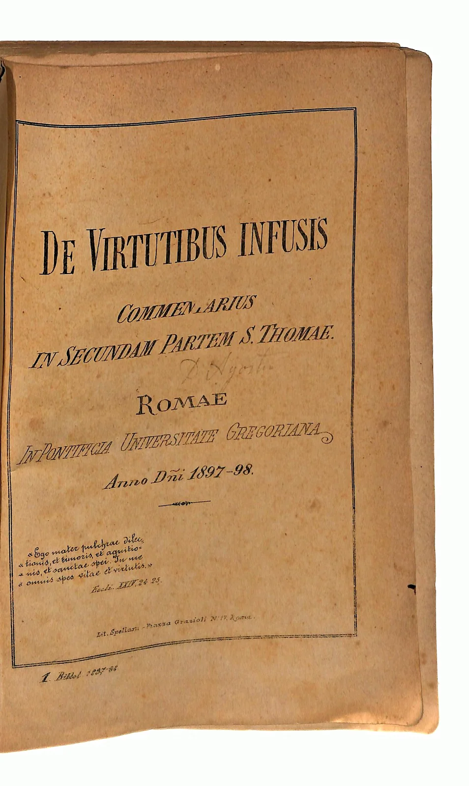 EBOND De Virtutibus Infusis Commmentarius In Lingua Latina Libro LI047680 - Image 2