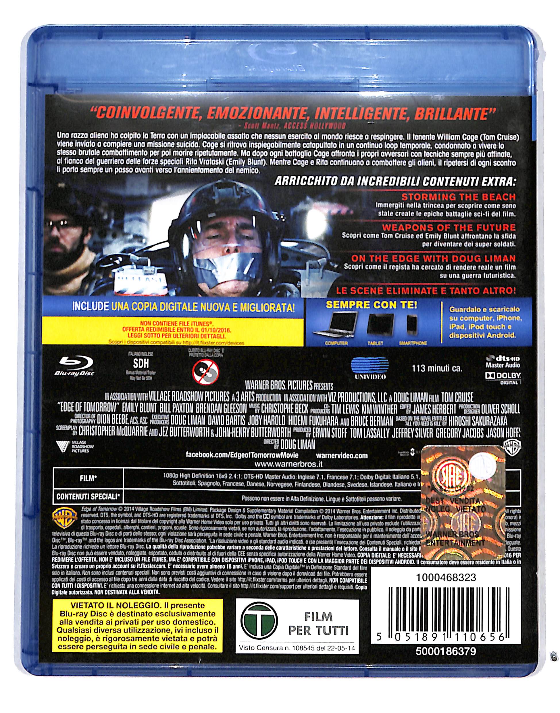 EBOND Edge Of Tomorrow - Senza Domani BLURAY + Copia Digitale BLURAY DB713204 - Image 2