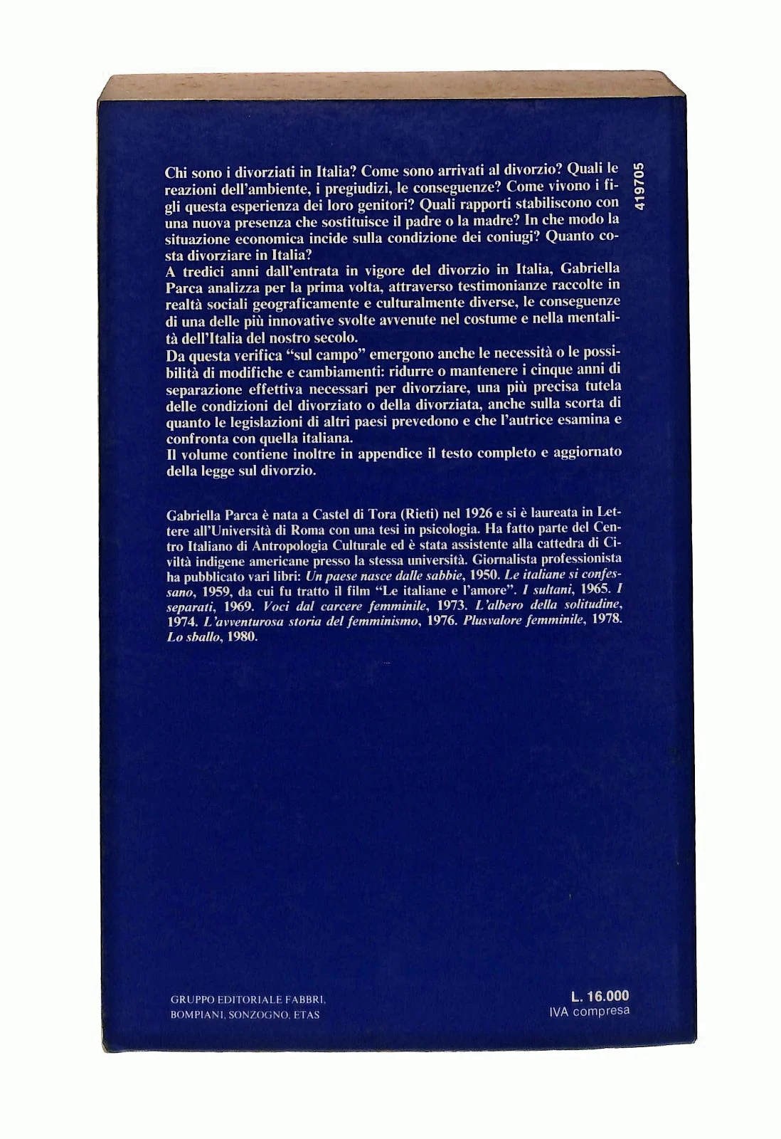 EBOND I Divorziati Gabriella Parca Bompiani 1984 Libro LI046335 - Image 2