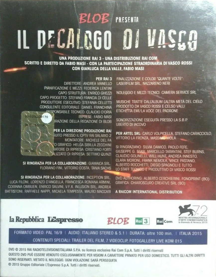 EBOND Il Decalogo Di Vasco [Digipack] Editoriale L'espresso DVD DB694634 - Image 2