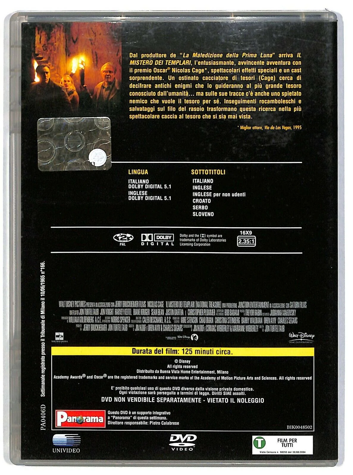 EBOND Il Mistero Dei Templari Con Nicolas Cage Editoriale DVD DB751351 - Image 2