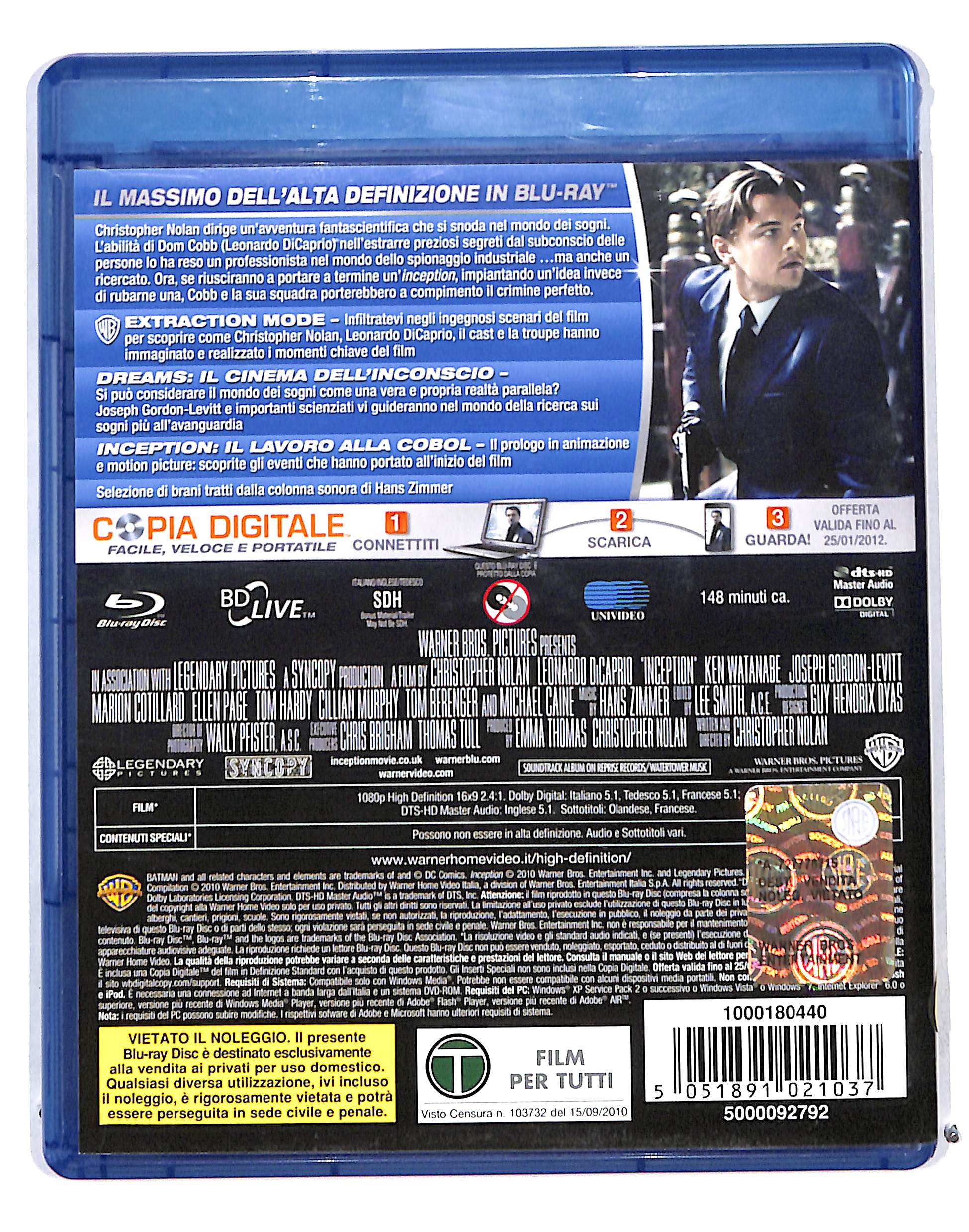 EBOND Inception 2 dischi BLURAY +DVD + COPIA DIGITALE BLURAY BLURAY DB683724 - Image 2