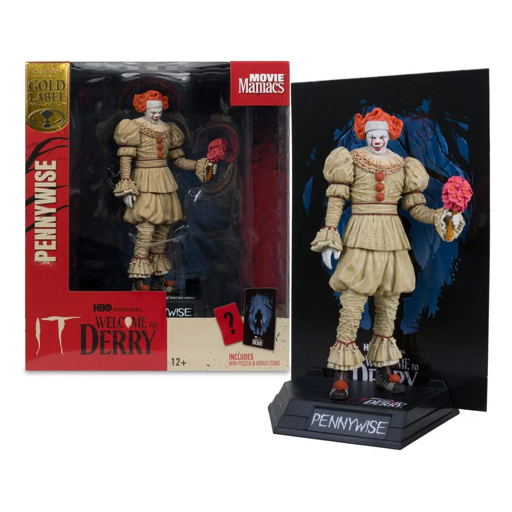 IT: WELCOME TO DERRY MOVIE MANIACS PVC STATUE PENNYWISE (FLASHBACK) (GOLD LABEL) - Image 2