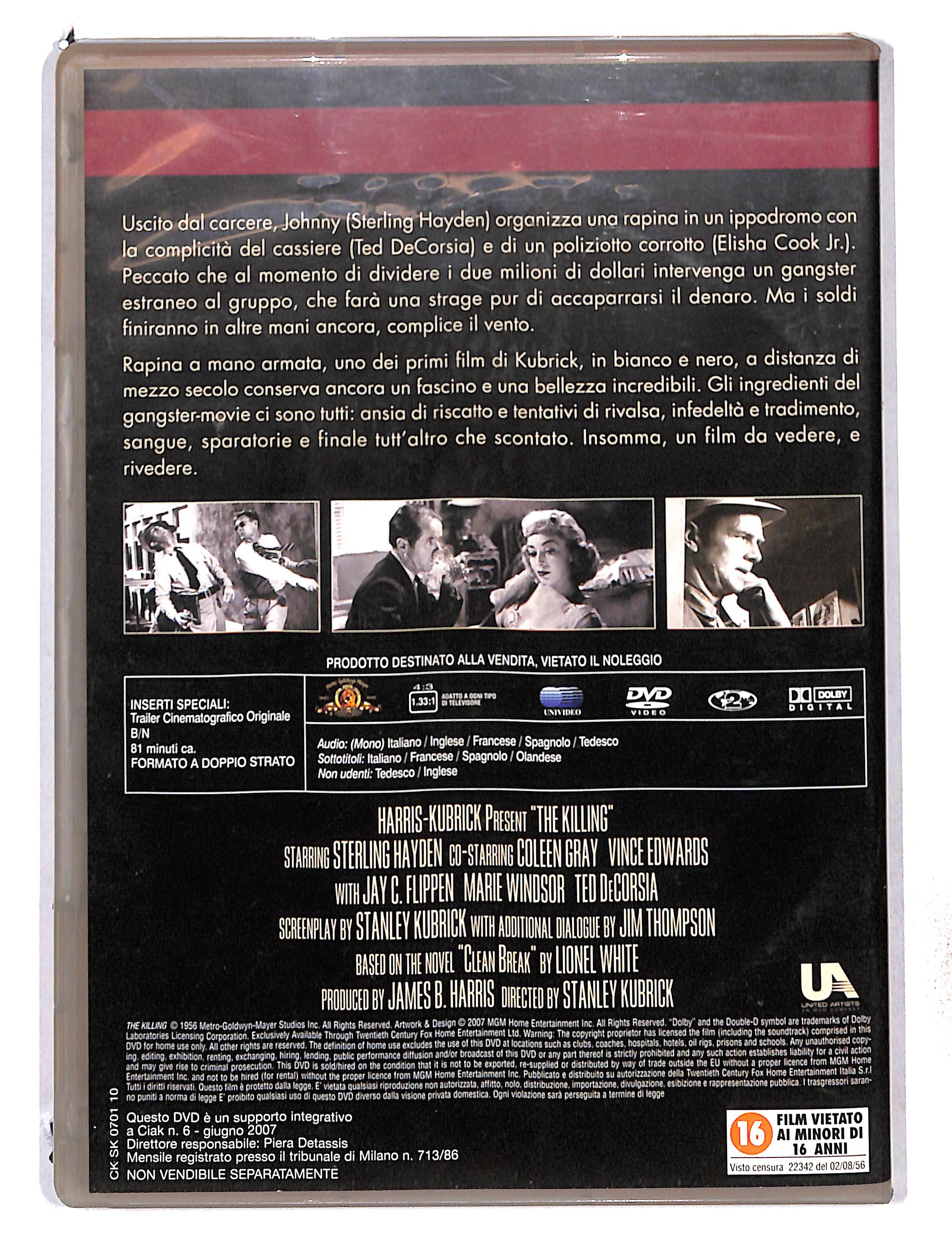 EBOND Kubrick Collection - Rapina a mano armata EDITORIALE DVD DB768425 - Image 2