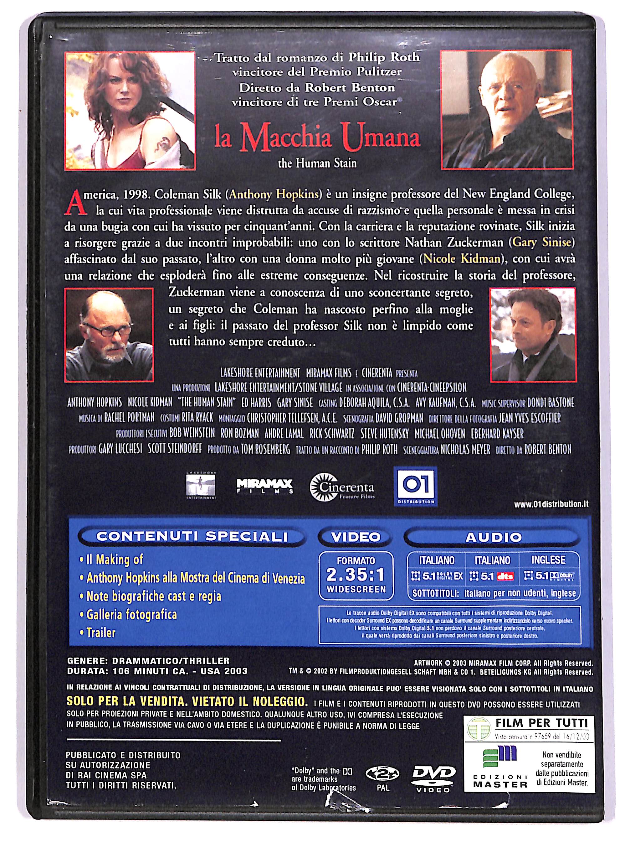 EBOND La macchia umana EDITORIALE DVD DB753908 - Image 2