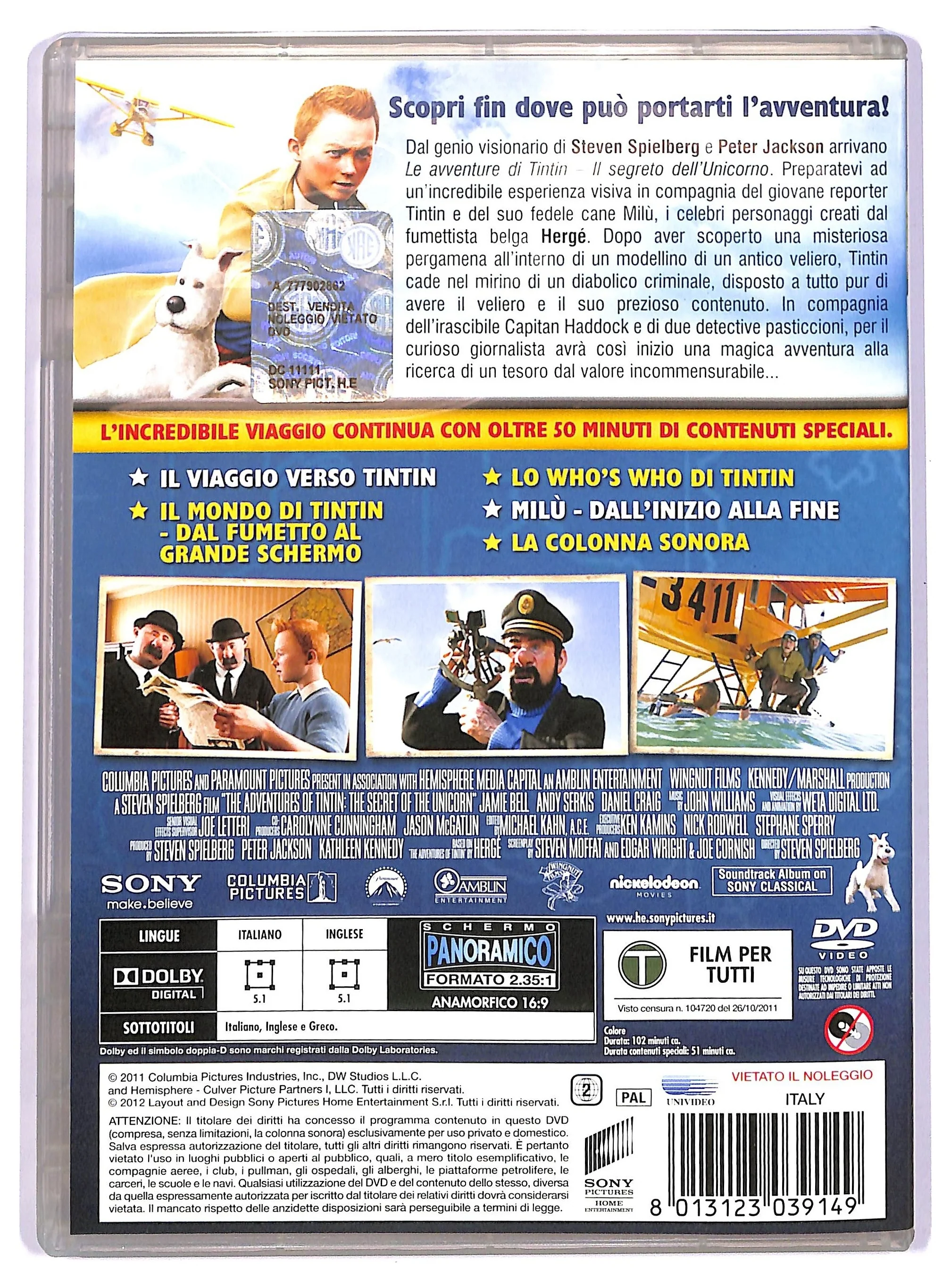 EBOND Le avventure di Tintin - Il segreto dell'Unicorno NOLEGGIO DVD DB759230 - Image 2