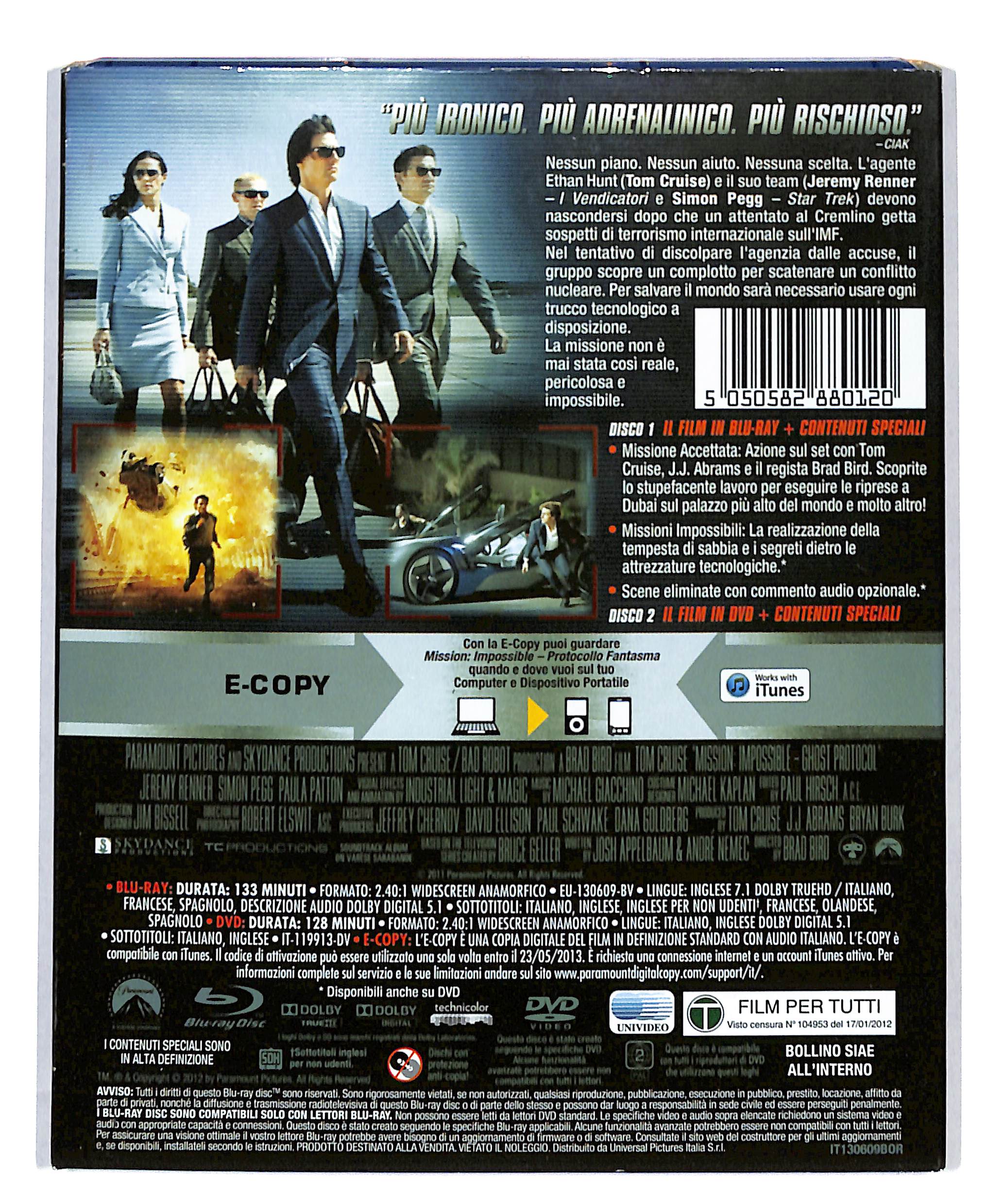 EBOND Mission Impossible Protocollo fantasma+ E-COPY + DVD BLURAY DB715467 - Image 2
