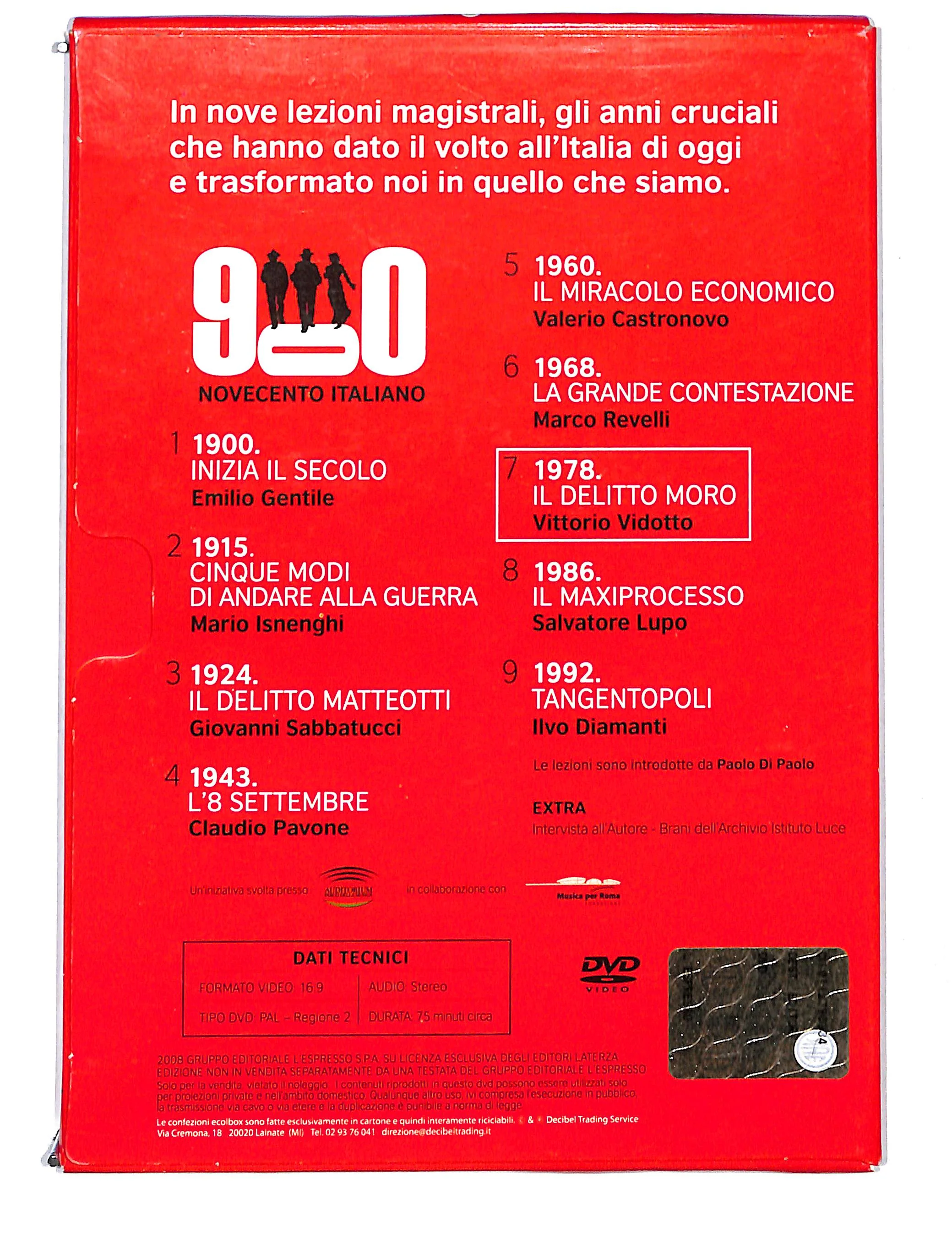 EBOND Novecento Italiano vol.7 1978 il delitto Moro EDITORIALE DVD DB748864 - Image 2