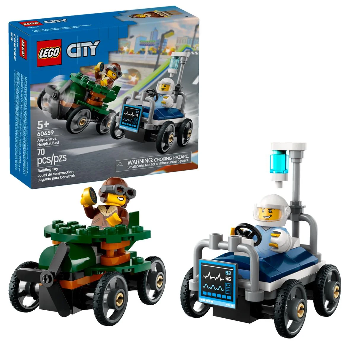 LEGO 60459 Pack veicoli da corsa: aereo contro letto d’ospedale - Image 6