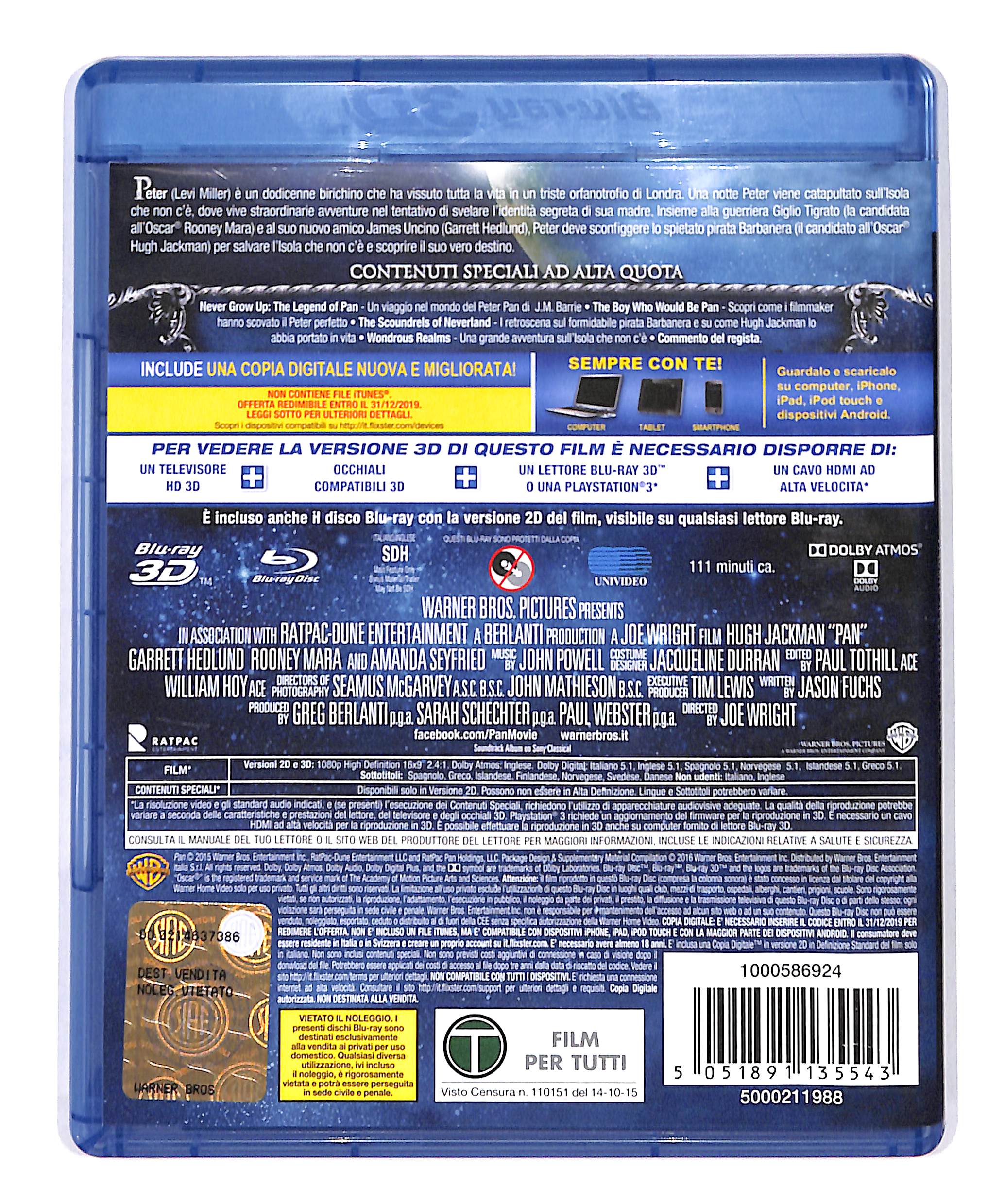 EBOND Pan - Viaggio sull'Isola che Non c'e BLURAY 3D BLURAY DB690746 - Image 2