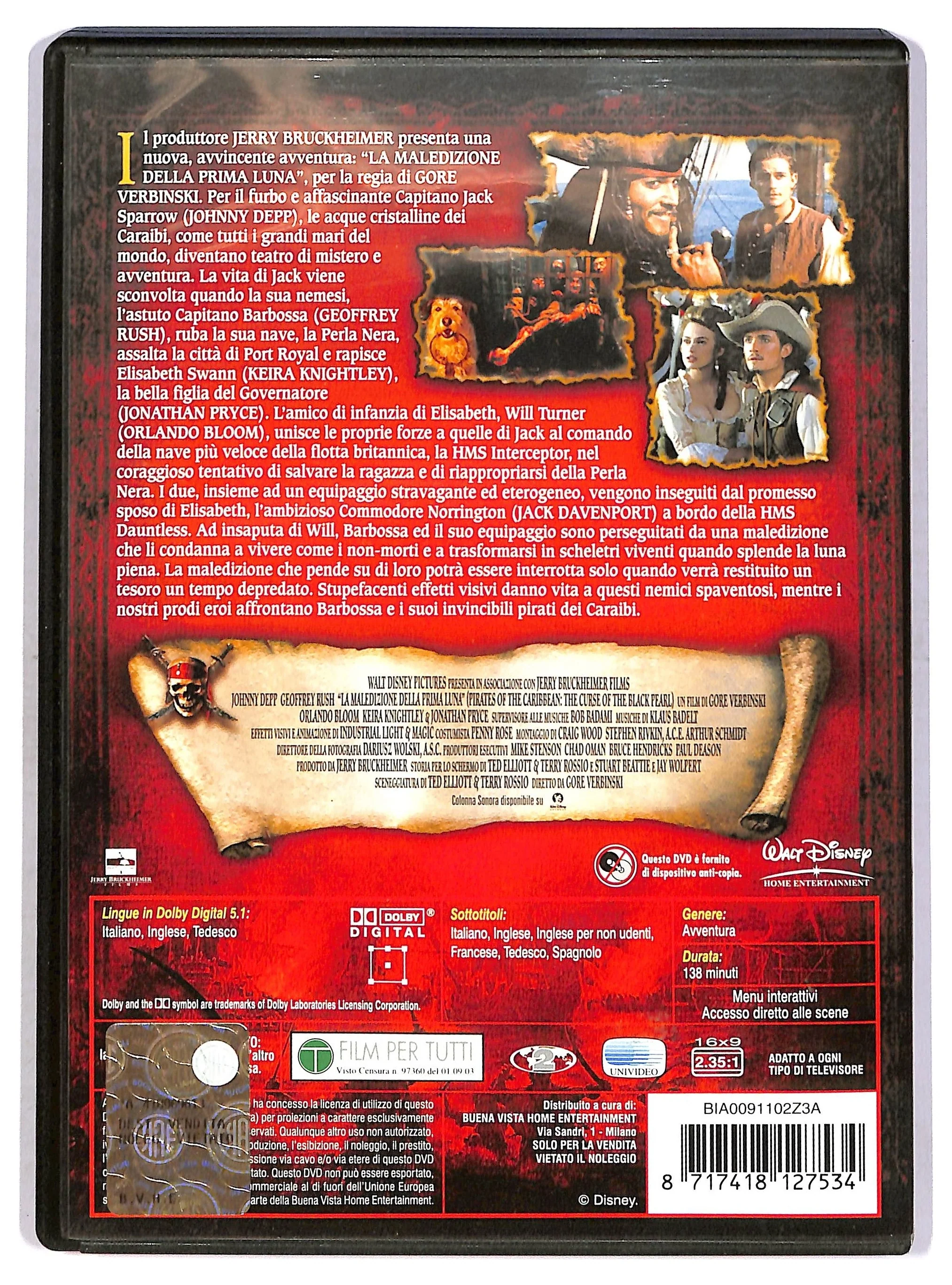 EBOND Pirati Dei Caraibi La Maledizione Della Prima Luna DVD DB763326 - Image 2