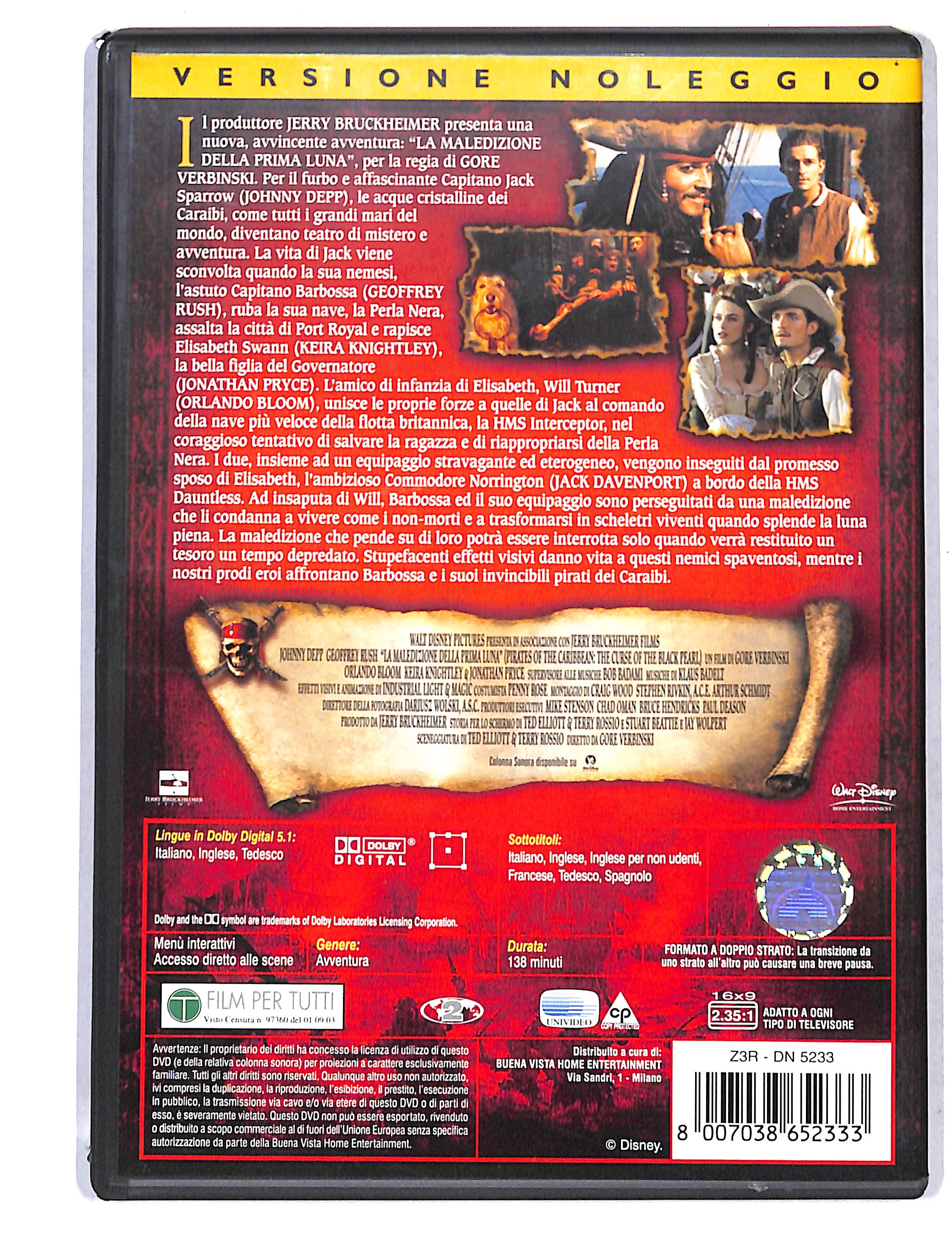 EBOND pirati dei Caraibi la maledizione della prima Luna NOLEGGIO DVD DB751851 - Image 2