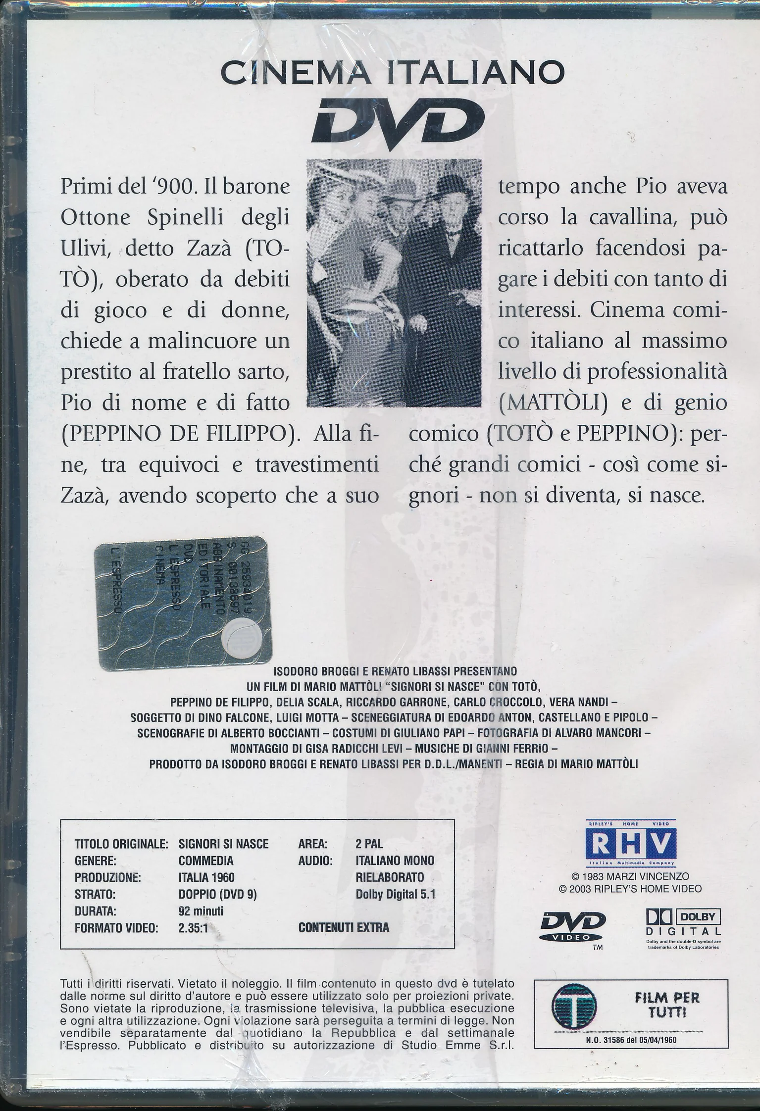 EBOND Signori Si Nasce [Editoriale] Cinema Italiano Vol.6 DVD DB727960 - Image 2