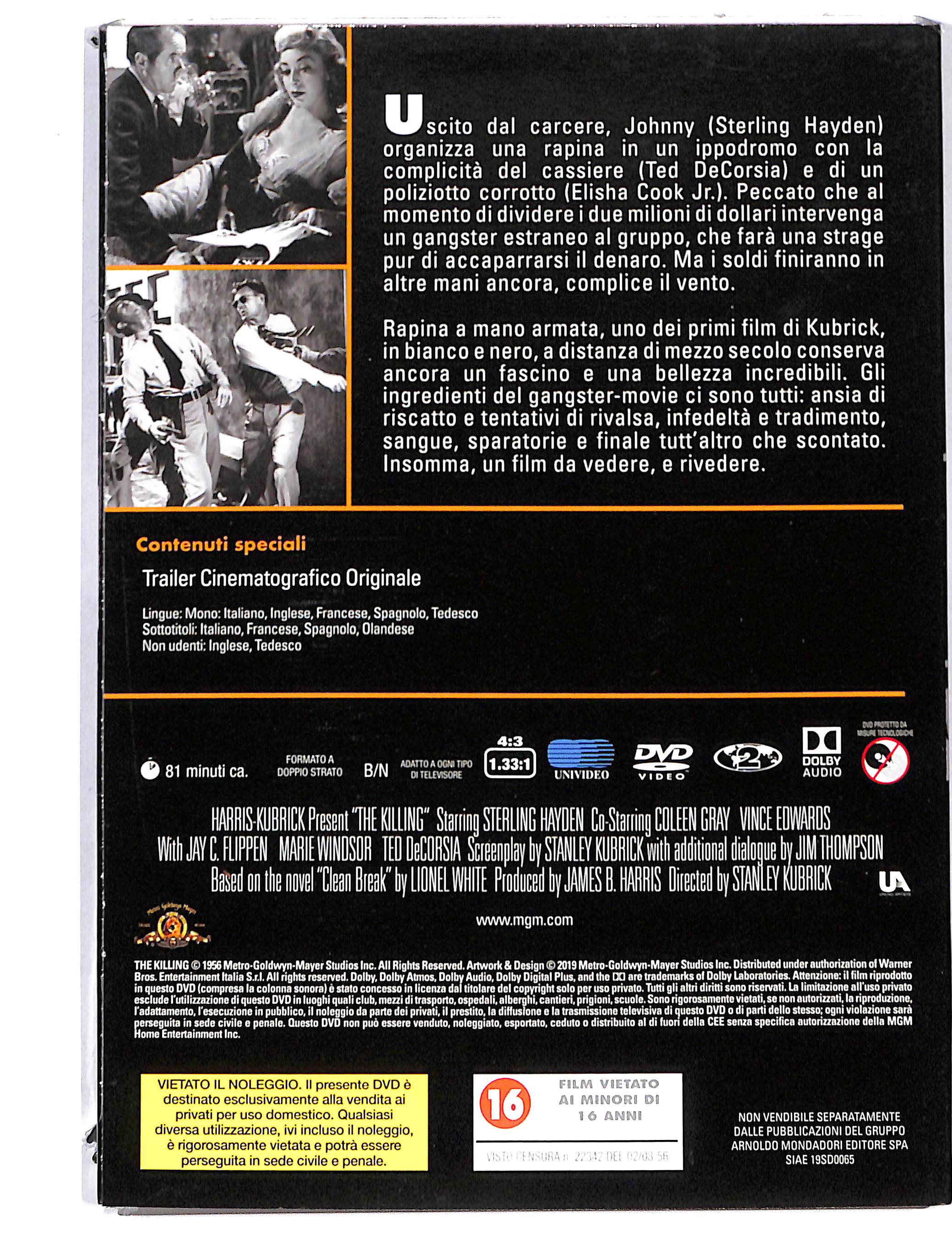 EBOND Stanley Kubrick - rapina a mano armata EDITORIALE DVD DB723602 - Image 2
