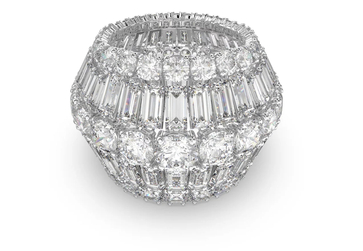 Swarovski 5610735 Anello cocktail Hyperbola Taglio misto Bianco Taglia 60