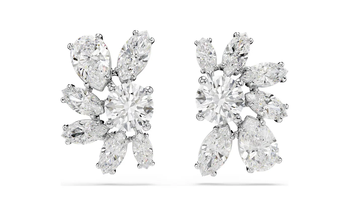 Swarovski 5737462 Orecchini a lobo Mesmera Taglio misto Fiore Bianchi