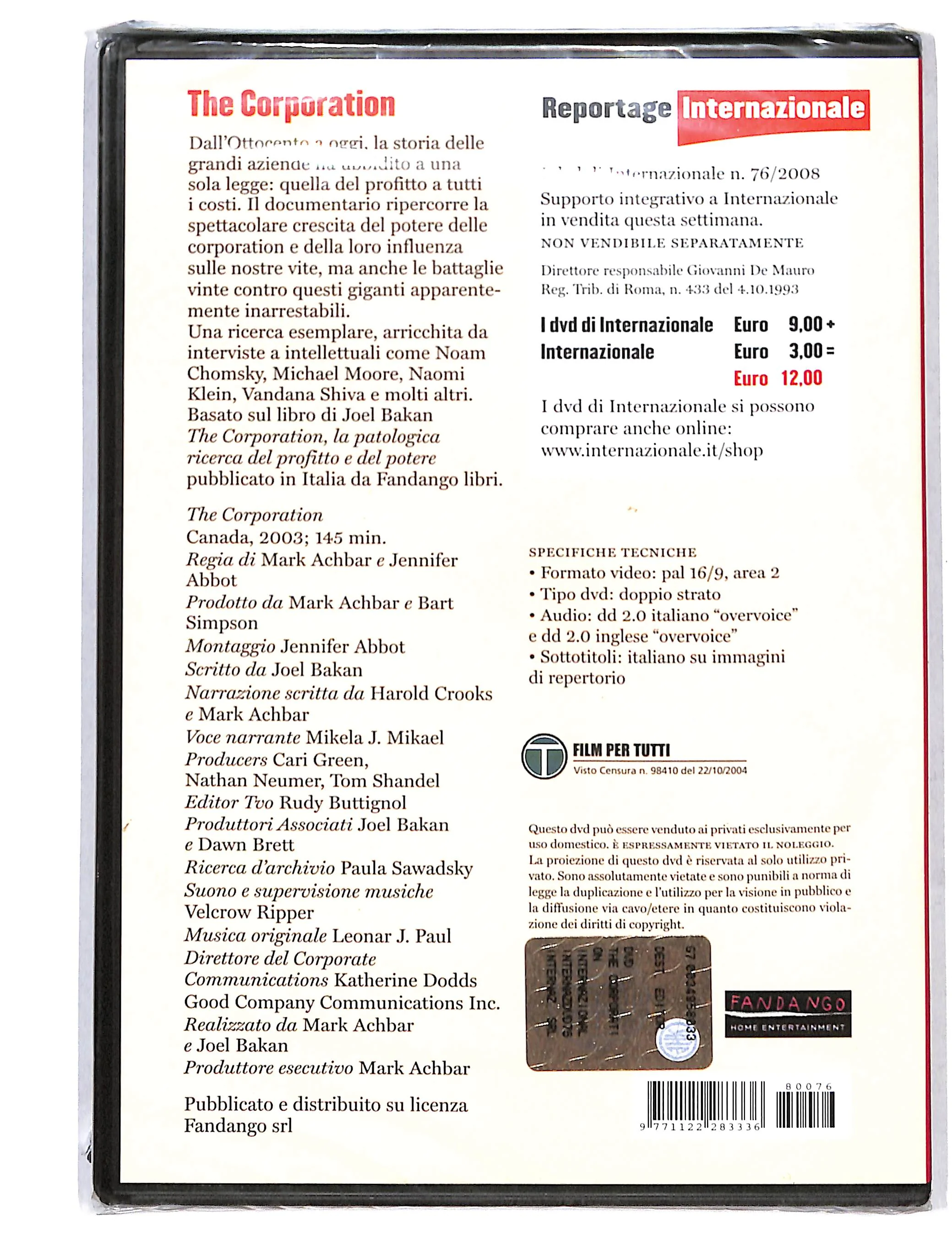 EBOND The Corporation EDITORIALE DVD DB738144 - Image 2