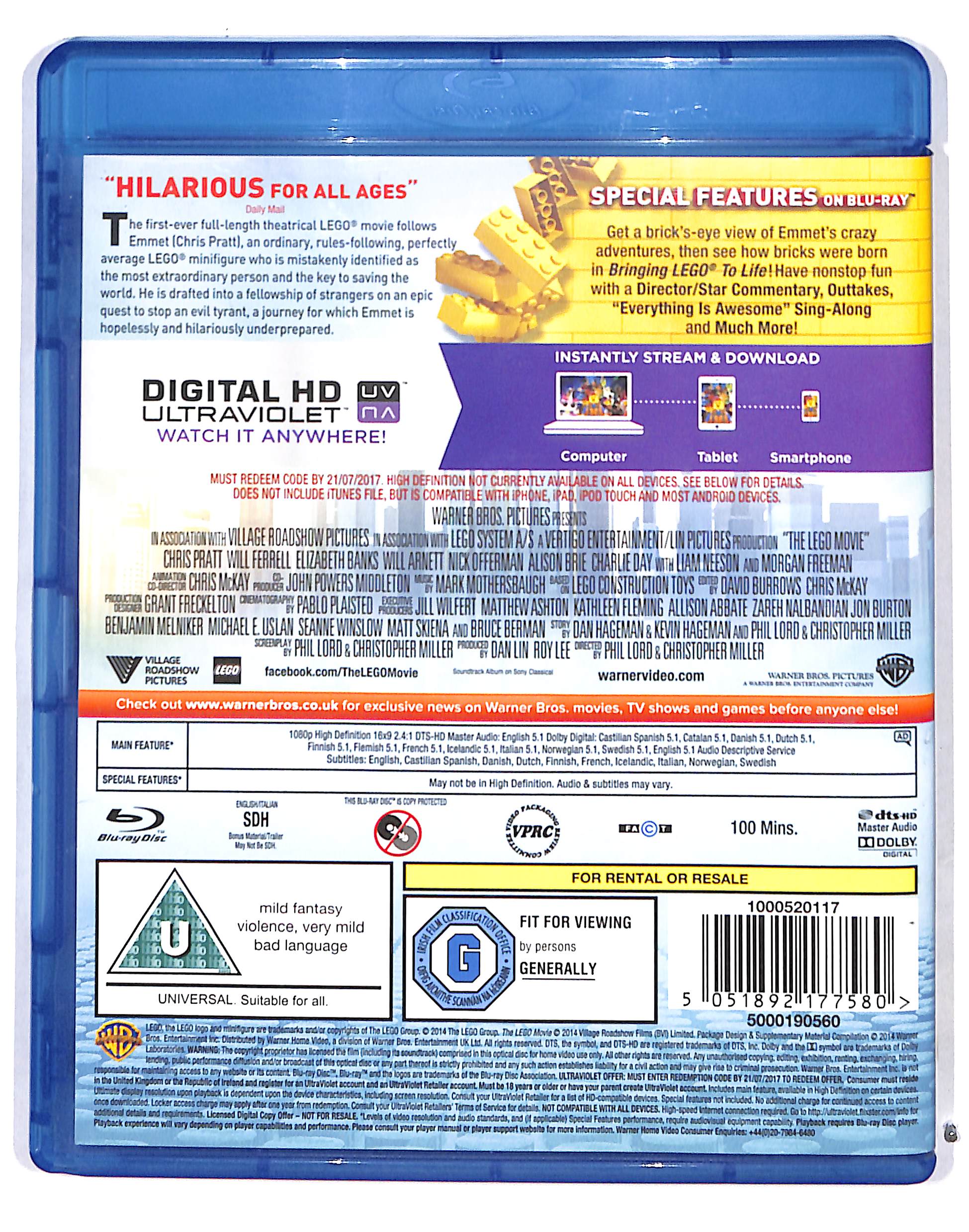 EBOND The Lego Movie +Digital hd ultraviolet Edizione UK BLURAY DB689707 - Image 2