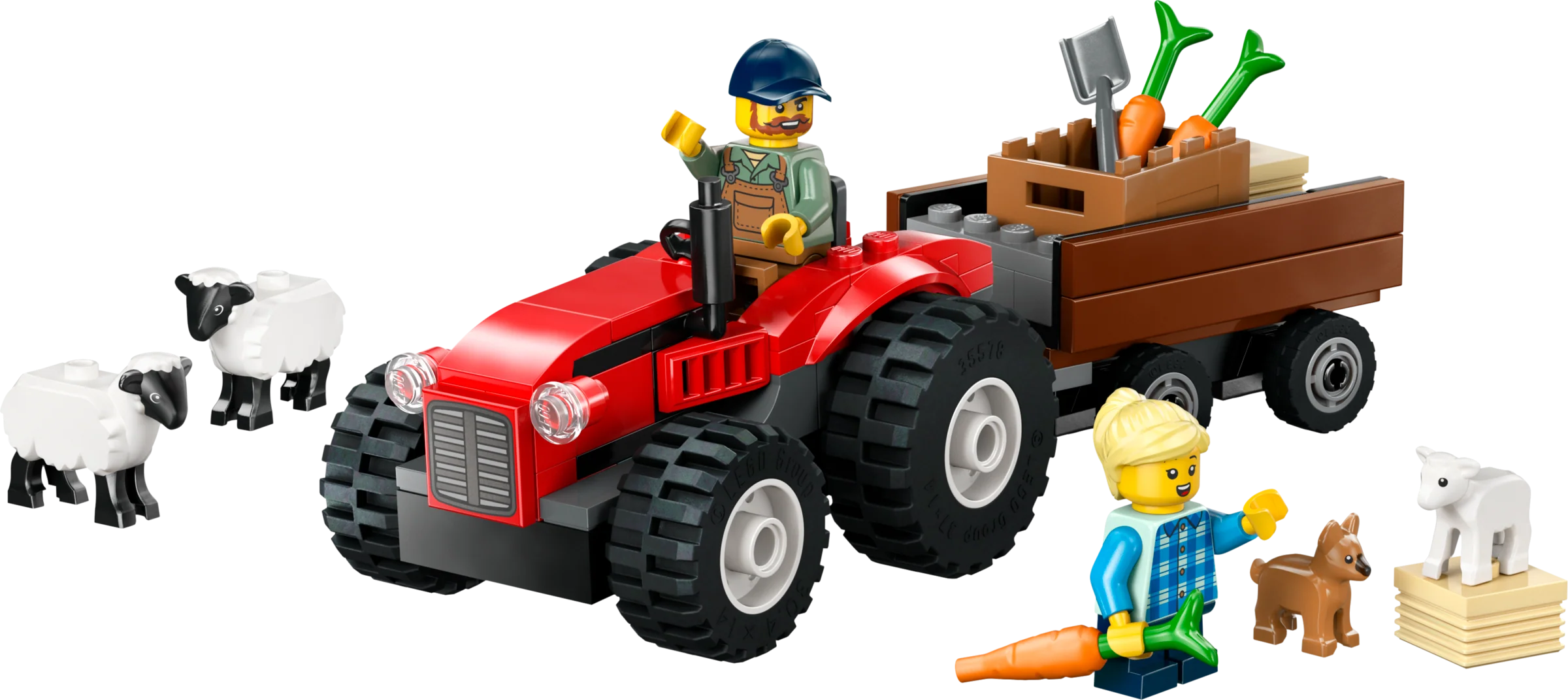 LEGO 60461 Trattore agricolo rosso con rimorchio e pecore