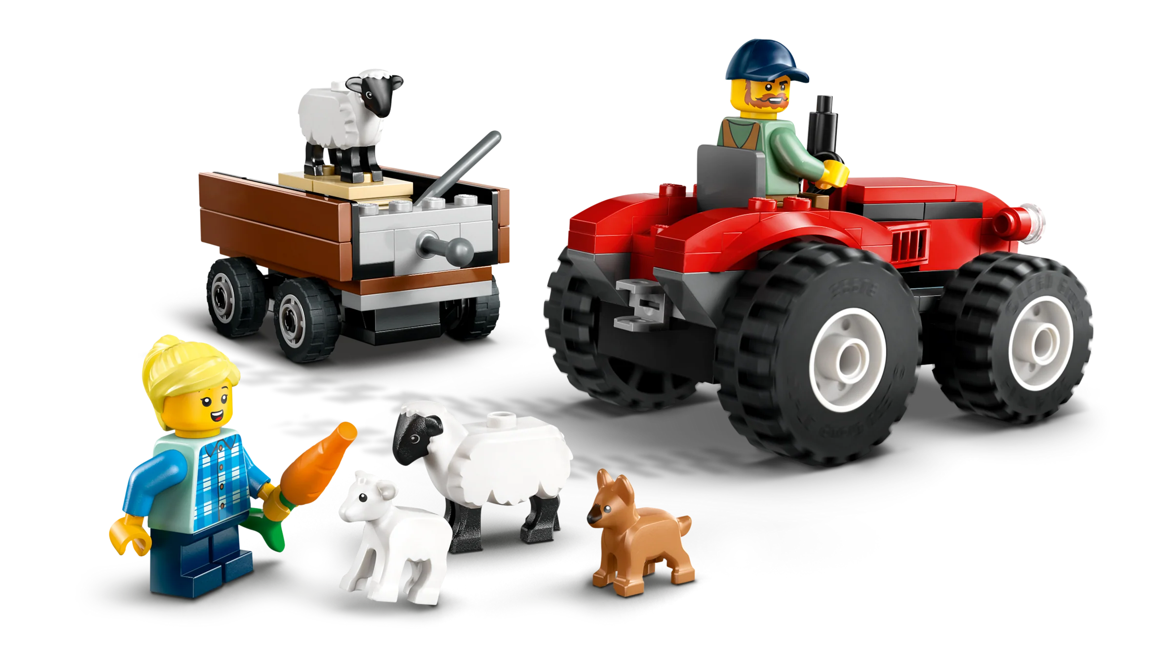 LEGO 60461 Trattore agricolo rosso con rimorchio e pecore - Image 2